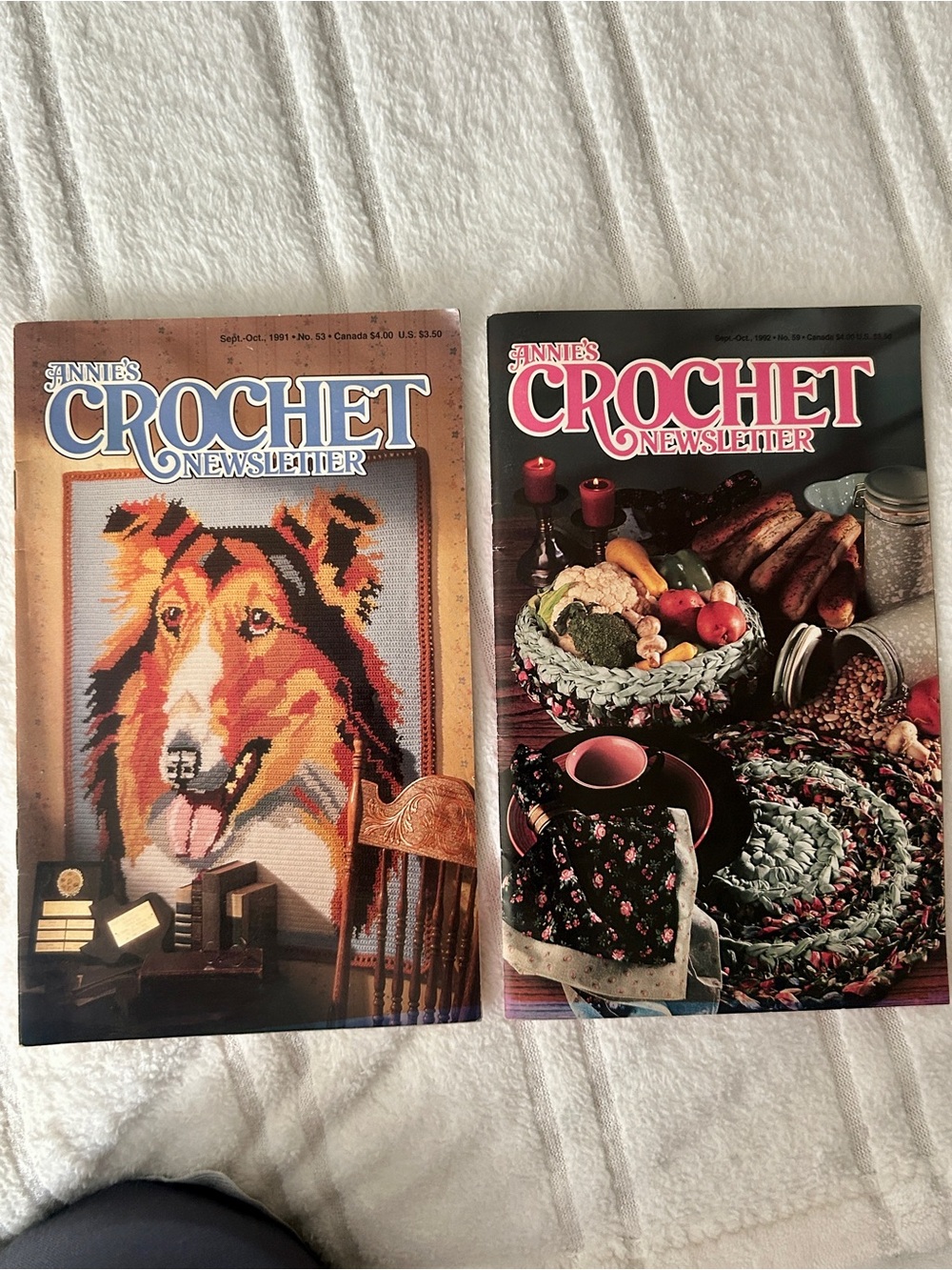 Vintage Annie Crochet Newsletter Magazines October 91 and 92 2-Lot